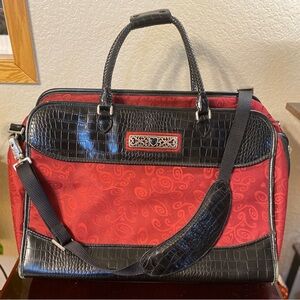 BRIGHTON “Mevelyn” Weekender Bag in Classic Red Hearts and Black Gator Print